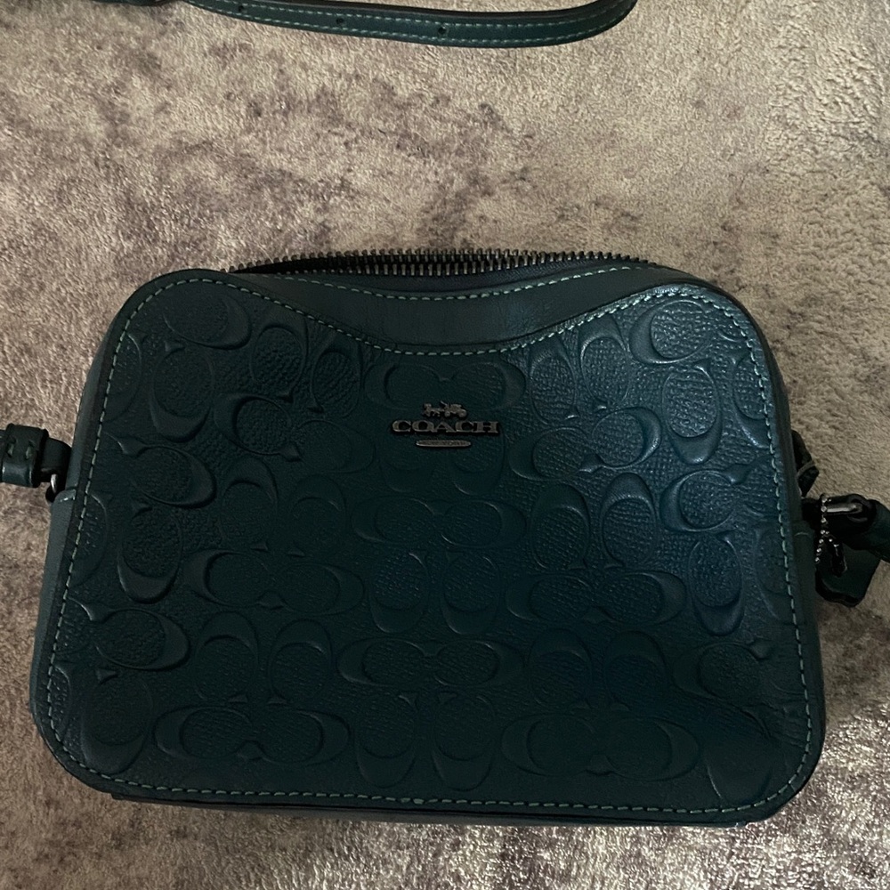 Coach Dark Green Embossed Crossbody Bag